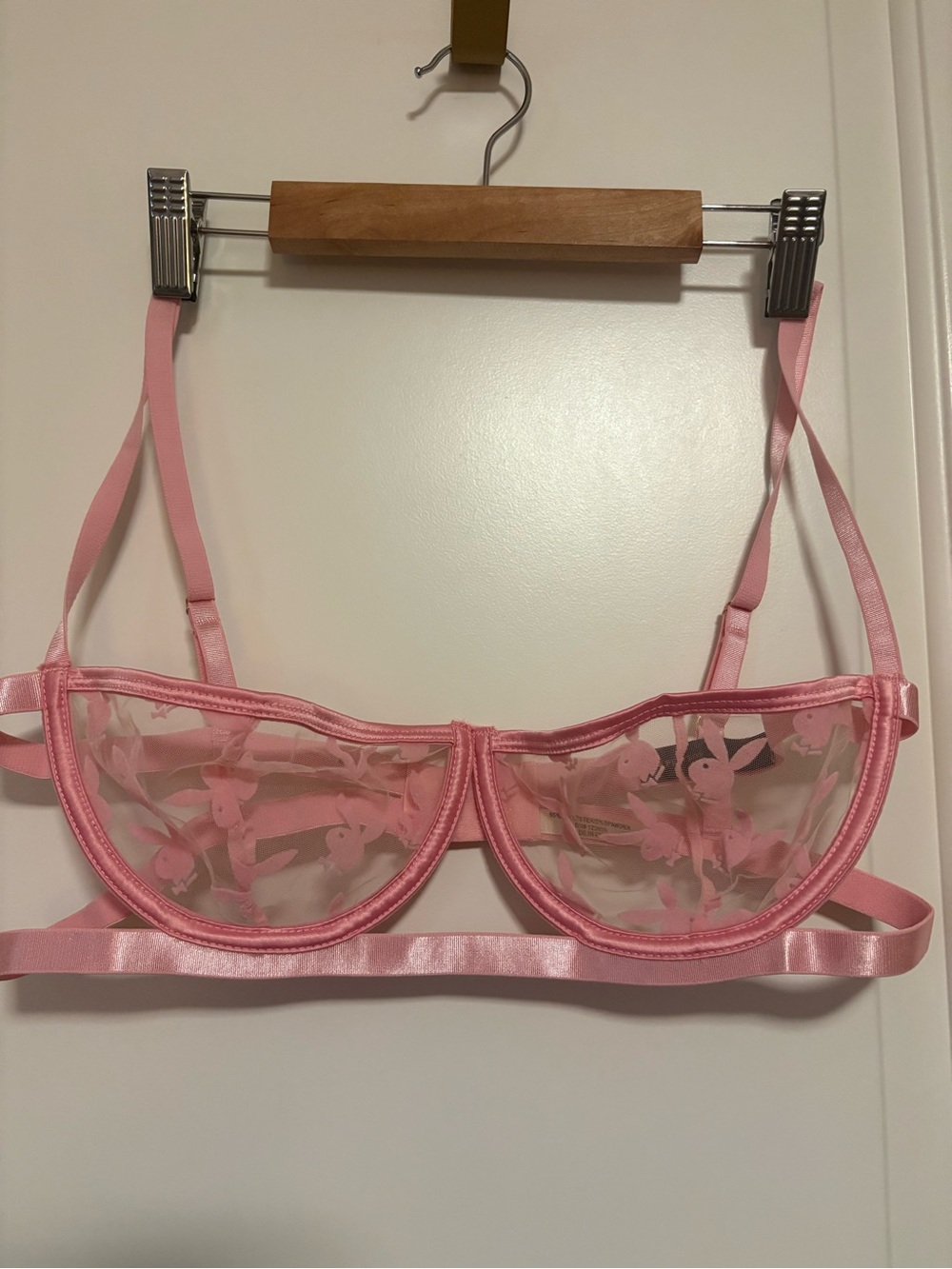 💕💕 Playboy Sheer Pink Lace Underwire Bra - L/XL